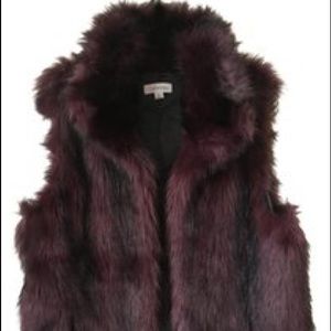 Calvin Klein wine colored fur vest